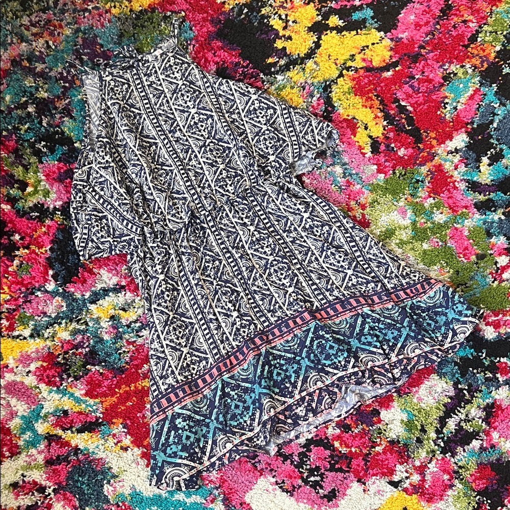 Xhilaration Navy and White Geometric Dress